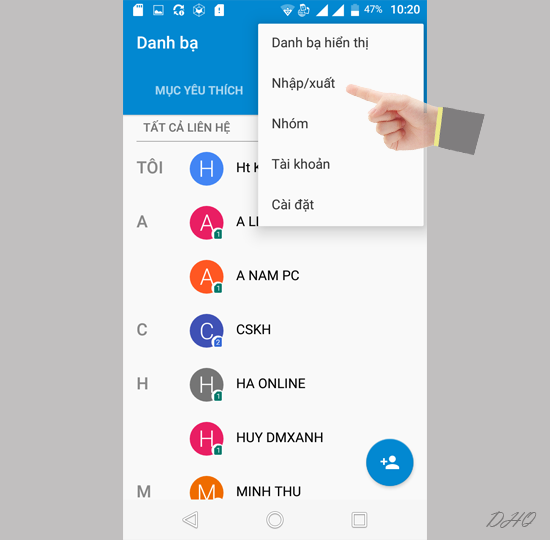 Chọn Nhập/Xuất